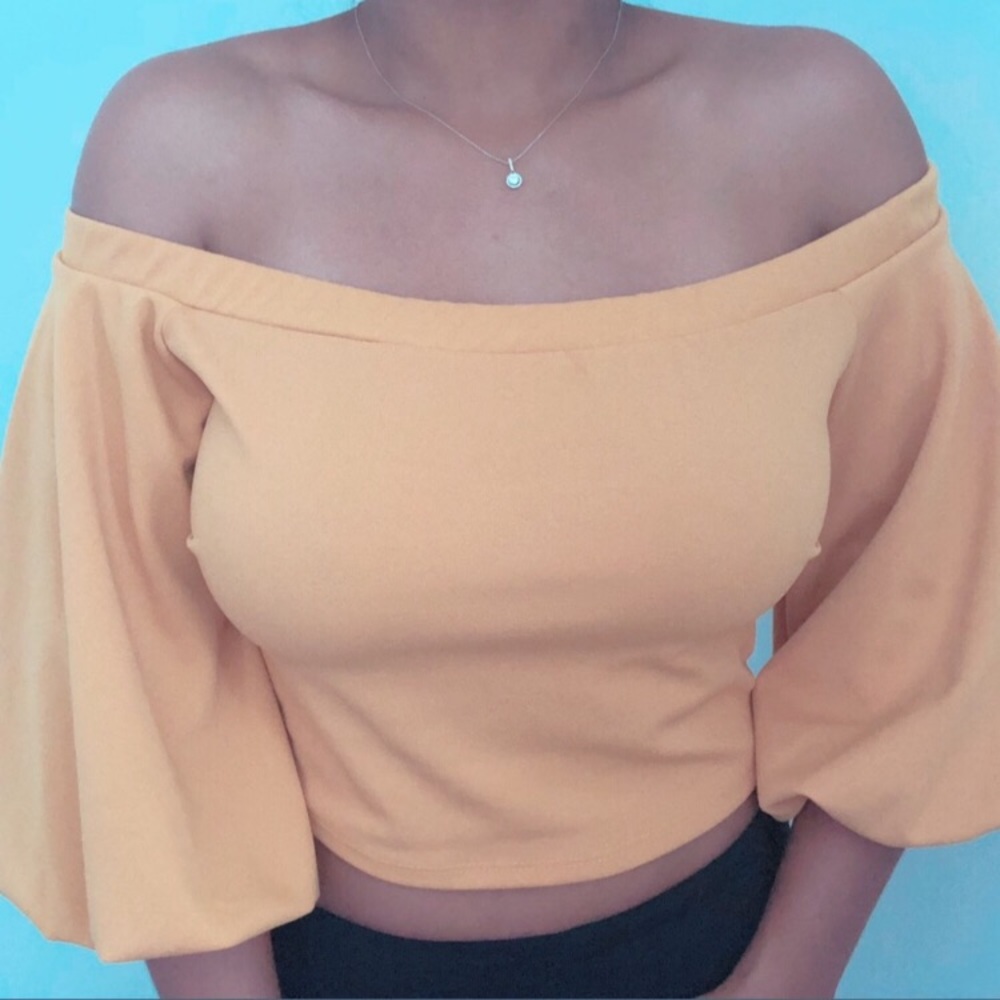 Womens Black & Mustard Crop Top - Picture 3 of 4